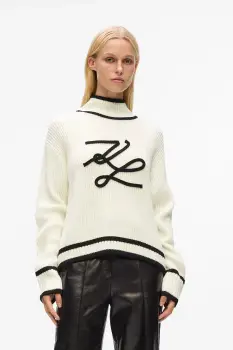 Karl Lagerfeld pulover de lana culoarea alb, cu turtleneck, A4W18051 imagine