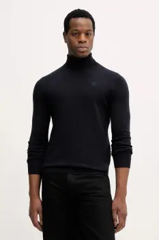 Karl Lagerfeld pulover de lana culoarea maro, light, cu guler, 554399.655058 imagine