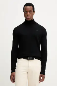 Karl Lagerfeld pulover de lana culoarea negru, light, cu guler, 554399.655058 imagine