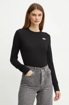 Karl Lagerfeld pulover de lana femei, culoarea negru, light, 246W2011 imagine