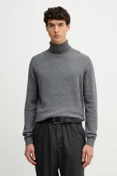 Karl Lagerfeld pulover din amestec de lana culoarea gri, light, cu guler, 554305.655024 imagine