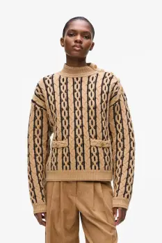 Karl Lagerfeld pulover din amestec de lana culoarea maro, calduros, cu turtleneck, A4W18039 imagine