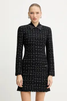 Karl Lagerfeld rochie cu lana culoarea negru, mini, drept, A4W13021 imagine