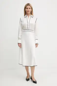 Karl Lagerfeld rochie culoarea alb, midi, evazati, A3W13021 imagine