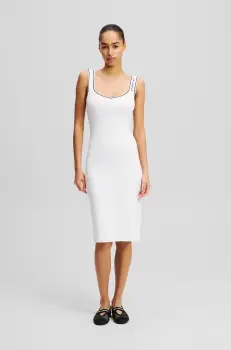 Karl Lagerfeld rochie culoarea alb, midi, mulata, A2W13018 imagine