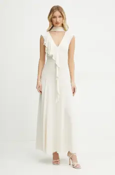 Karl Lagerfeld rochie culoarea bej, maxi, evazati, A2W13011 imagine