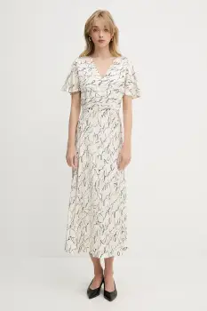 Karl Lagerfeld rochie culoarea bej, maxi, evazati, A3W13029 imagine