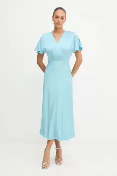 Karl Lagerfeld rochie culoarea bej, maxi, evazati, A3W13029 imagine