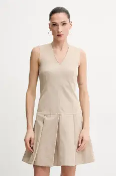 Karl Lagerfeld rochie culoarea bej, mini, evazati, A2W13042 imagine