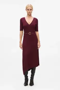 Karl Lagerfeld rochie culoarea bordo, midi, mulata, A4W13026 imagine