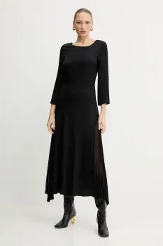 Karl Lagerfeld rochie culoarea negru, maxi, evazati, A4W13037 imagine