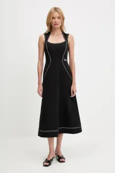 Karl Lagerfeld rochie culoarea negru, midi, drept, A3W13032 imagine
