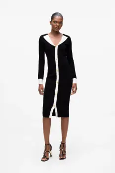 Karl Lagerfeld rochie culoarea negru, midi, mulata, A4W13025 imagine
