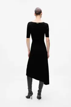 Karl Lagerfeld rochie culoarea negru, midi, mulata, A4W13026 imagine