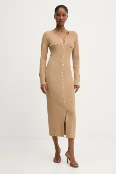 Karl Lagerfeld rochie culoarea verde, midi, mulata, A3W13038 imagine