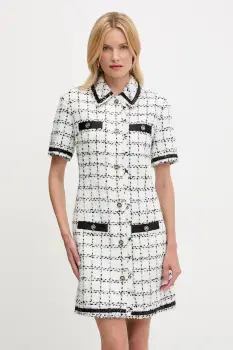 Karl Lagerfeld rochie din amestec de lana culoarea alb, mini, drept, A3W13031 imagine