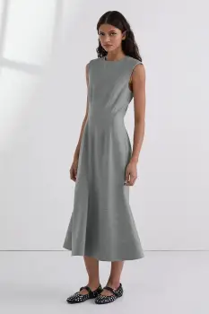 Karl Lagerfeld rochie din amestec de lana culoarea gri, midi, evazati, A3W13034 imagine