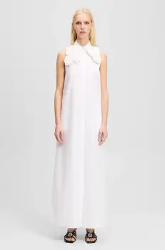 Karl Lagerfeld rochie din bumbac culoarea alb, maxi, drept, A2W13004 imagine