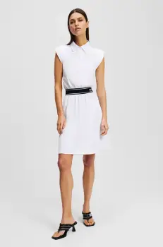 Karl Lagerfeld rochie din bumbac culoarea alb, mini, drept, A2W13038 imagine