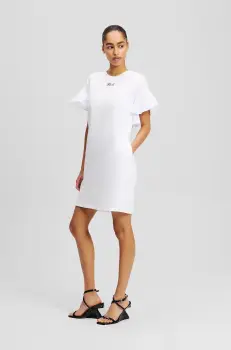 Karl Lagerfeld rochie din bumbac culoarea alb, mini, drept, A2W13039 imagine