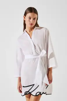 Karl Lagerfeld rochie din bumbac culoarea alb, mini, drept, A2W46075 imagine