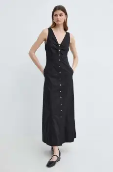 Karl Lagerfeld rochie din bumbac culoarea negru, maxi, evazati imagine
