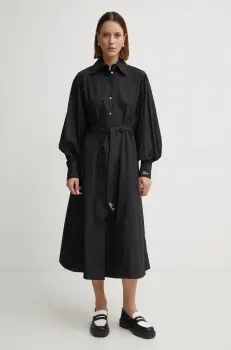 Karl Lagerfeld rochie din bumbac culoarea negru, midi, drept, A1W13018 imagine
