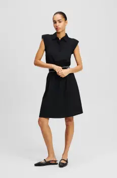 Karl Lagerfeld rochie din bumbac culoarea negru, mini, drept, A2W13038 imagine