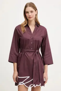 Karl Lagerfeld rochie din bumbac culoarea negru, mini, drept, A2W46075 imagine