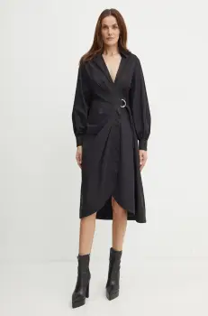 Karl Lagerfeld rochie din bumbac culoarea negru, mini, evazati, 246W1302 imagine