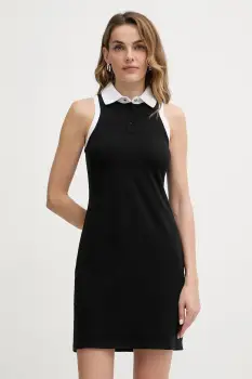 Karl Lagerfeld rochie din bumbac IKON culoarea negru, mini, drept, B1W13032 imagine