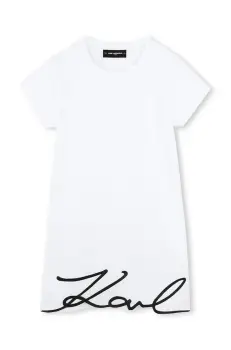 Karl Lagerfeld rochie din bumbac pentru copii culoarea alb, mini, drept, Z30454 imagine