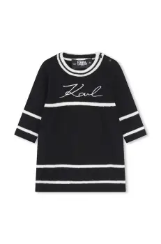 Karl Lagerfeld rochie din bumbac pentru copii culoarea negru, midi, drept, Z30277 imagine