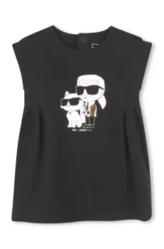 Karl Lagerfeld rochie din bumbac pentru copii culoarea negru, mini, drept, Z30510 imagine
