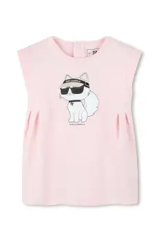 Karl Lagerfeld rochie din bumbac pentru copii culoarea roz, mini, drept, Z30510 imagine