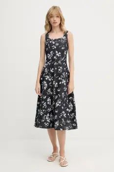 Karl Lagerfeld rochie din denim culoarea bleumarin, midi, evazati, A3W13004 imagine