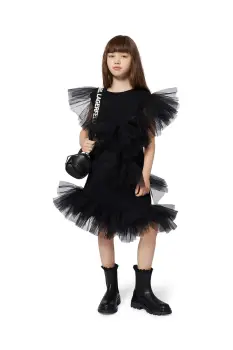 Karl Lagerfeld rochie fete culoarea negru, mini, drept, Z30623 imagine