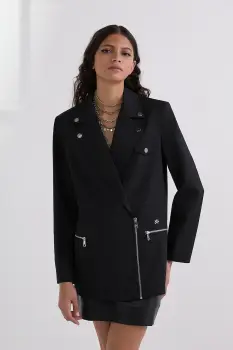 Karl Lagerfeld sacou din lana culoarea negru, un singur rand de nasturi, uni, A3W14044 imagine