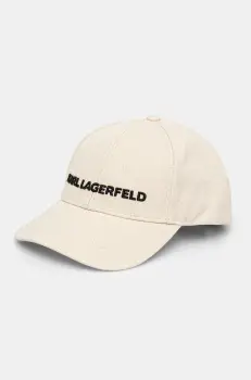 Karl Lagerfeld sapca de baseball din bumbac culoarea bej, cu imprimeu, A1W33071 imagine