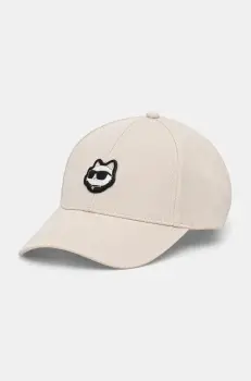 Karl Lagerfeld sapca de baseball din bumbac culoarea bej, cu imprimeu, A2W33060 imagine