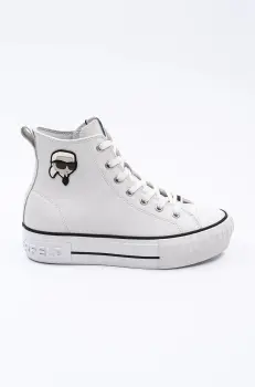 Karl Lagerfeld tenisi de piele KAMPUS MAX NFT femei, culoarea alb, KL60445T imagine