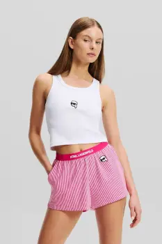 Karl Lagerfeld top de pijama din bumbac femei, culoarea alb, bumbac, A2W45008 imagine