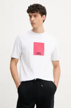 Karl Lagerfeld tricou barbati, culoarea alb, cu imprimeu, 552235.755404 imagine