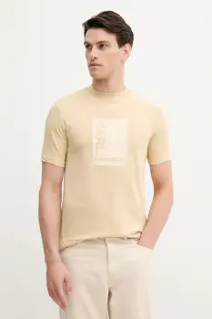 Karl Lagerfeld tricou culoarea bej, cu imprimeu, 553235.755038 imagine