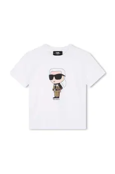 Karl Lagerfeld tricou de bumbac pentru copii culoarea alb, cu imprimeu, Z30241 imagine