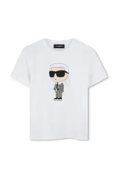 Karl Lagerfeld tricou de bumbac pentru copii culoarea alb, cu imprimeu, Z30437 imagine