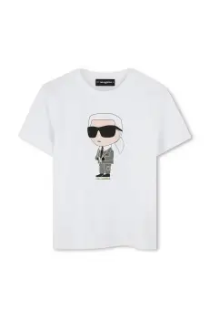 Karl Lagerfeld tricou de bumbac pentru copii culoarea alb, cu imprimeu, Z30437 imagine