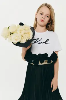 Karl Lagerfeld tricou de bumbac pentru copii culoarea alb, Z30485 imagine