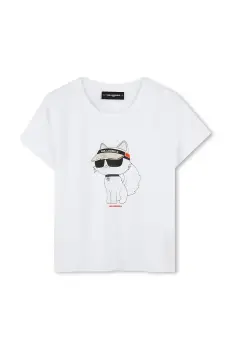 Karl Lagerfeld tricou de bumbac pentru copii culoarea alb, Z30492 imagine
