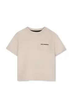 Karl Lagerfeld tricou de bumbac pentru copii culoarea bej, cu imprimeu, Z30964 imagine